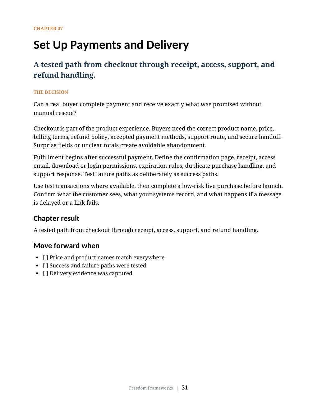 Payments and delivery chapter sample page
